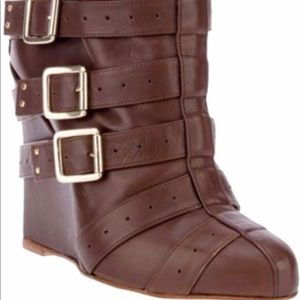 Bionda Castana Wedge Ankle Buckle Boots